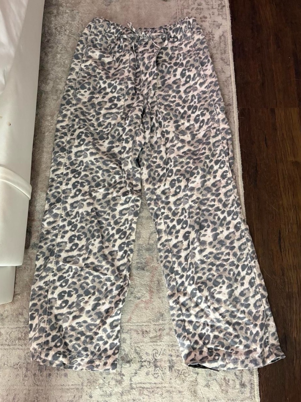 Aerie Leopard-Print Pants in Grey and Tan